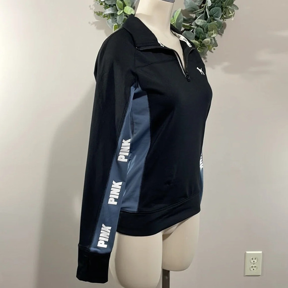 NWOT PINK Victoria’s Secret Ultimate Quarter Zip Pullover Logos Top XS - Picture 8 of 16
